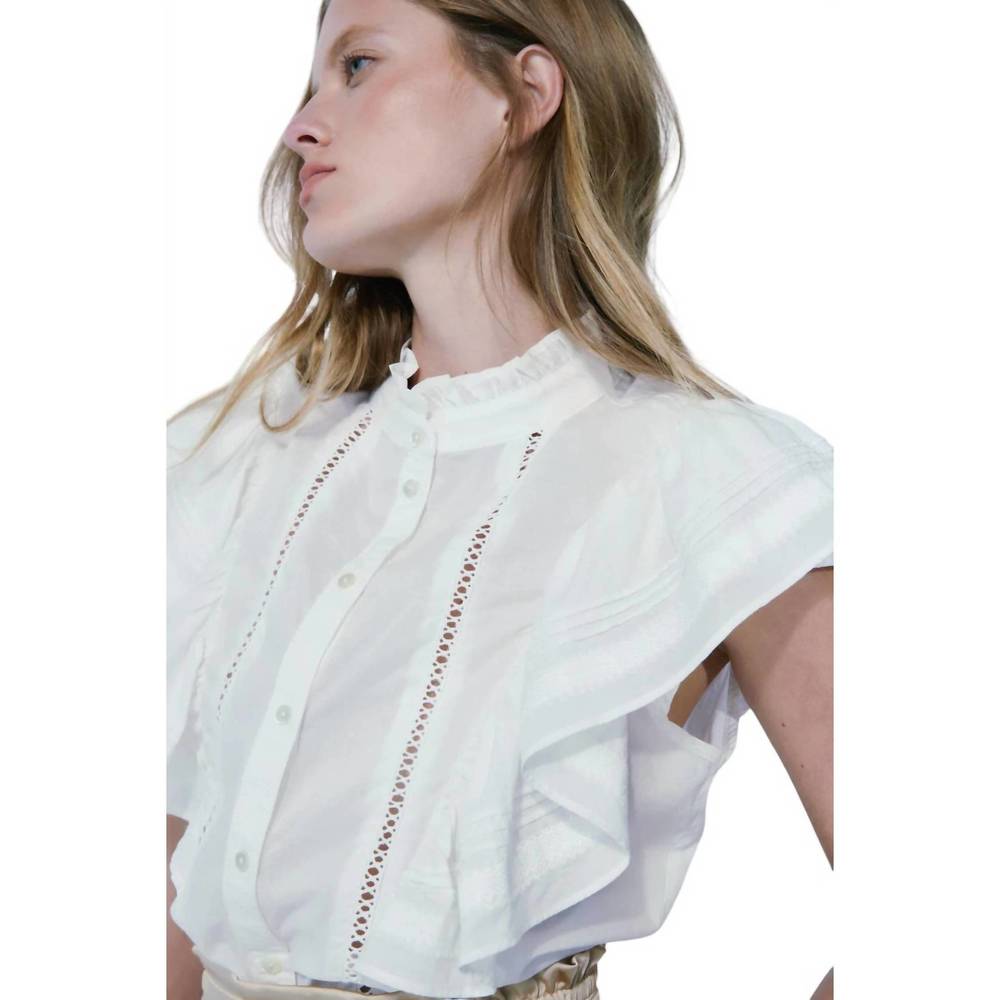 NEW MELISSA NEPTON ginger frilly sleeveless blouse in off white - Picture 3 of 3